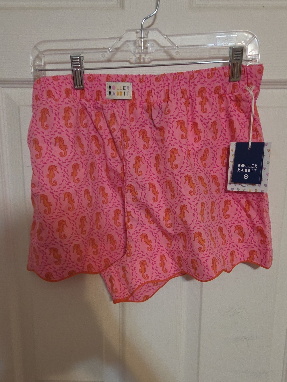 Roller Rabbit Pink Shorts with Orange Seahorse Motif